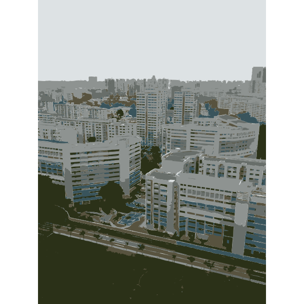 Singapore from high floor condo vector illustration